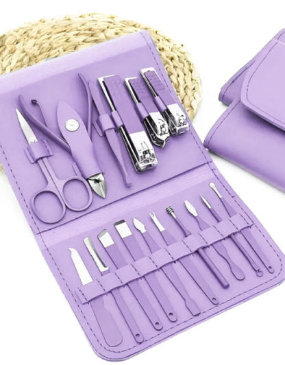 Manicure Set Nail Clipper Kit - 16 Pieces Stainless Steel Manicure Kit - Nail Care Tools