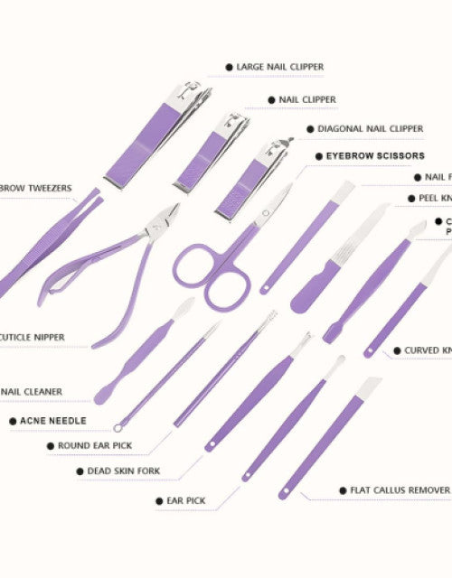 Manicure Set Nail Clipper Kit - 16 Pieces Stainless Steel Manicure Kit - Nail Care Tools